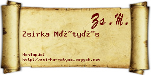 Zsirka Mátyás névjegykártya
