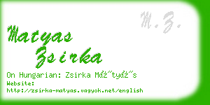 matyas zsirka business card